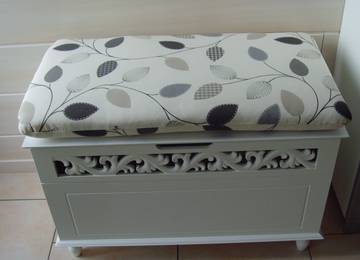 Custom-made bench cushion 40x80x8cm in the color poppy ecru
