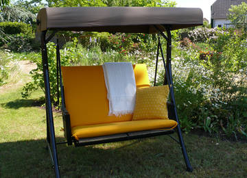 Bench pad with backrest made to measure 70-56x103x8cm in Liso Amarillo color